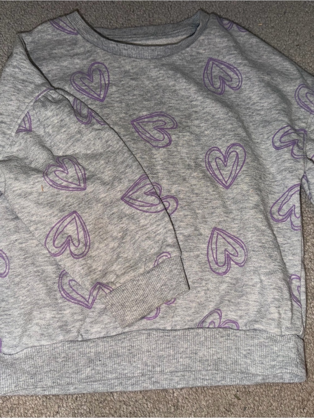 wonder nation Gray Sweatshirt with Purple Heart Print